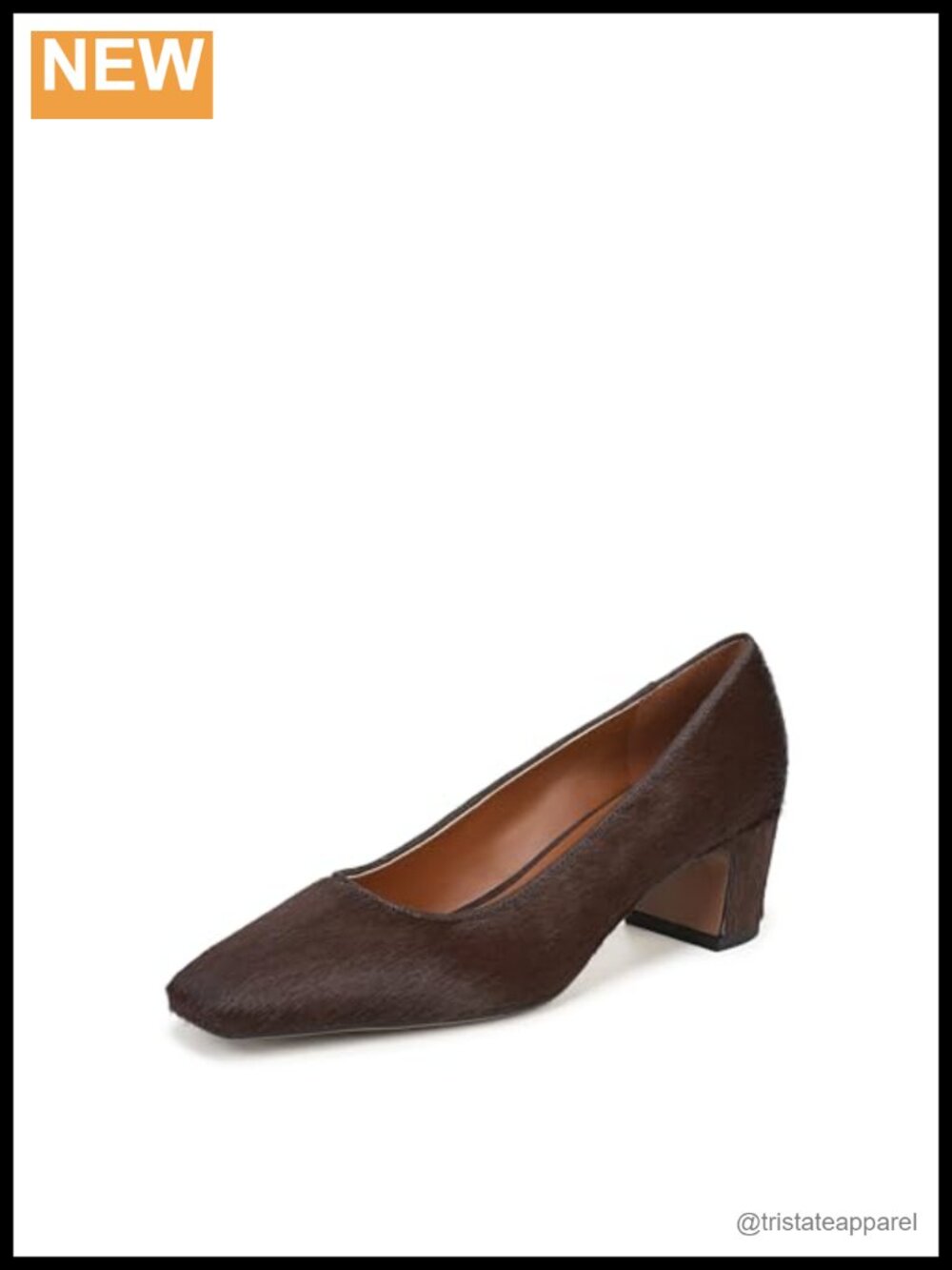 Franco Sarto Salino Square Toe Block Heel Pull-On Pump Calf Hair